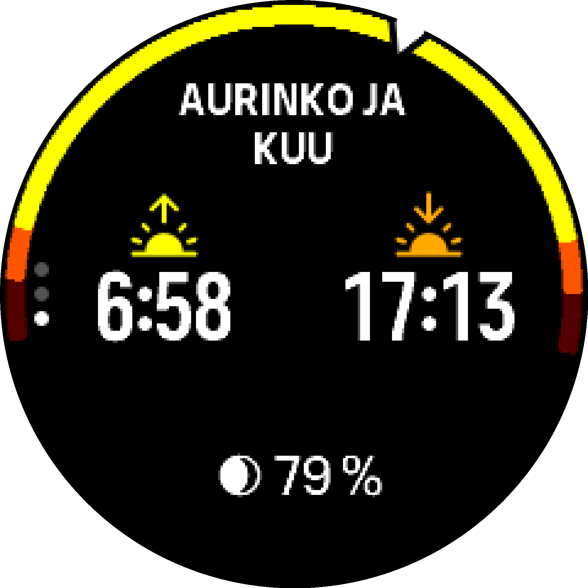 Ulkoilu-widget Auringonnousu ja -lasku