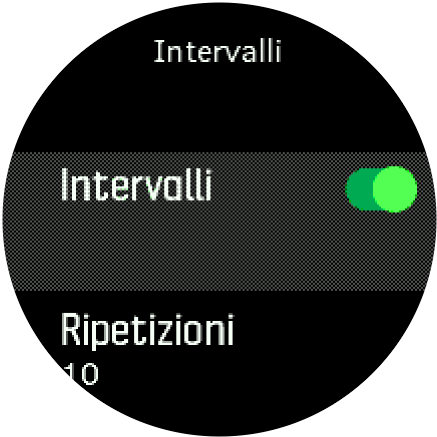 Trainer impostazioni dell'allenamento a intervalli