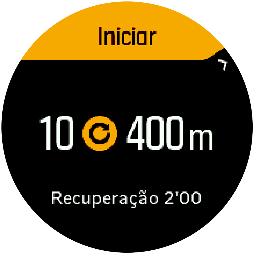 Início do treino com intervalos Trainer