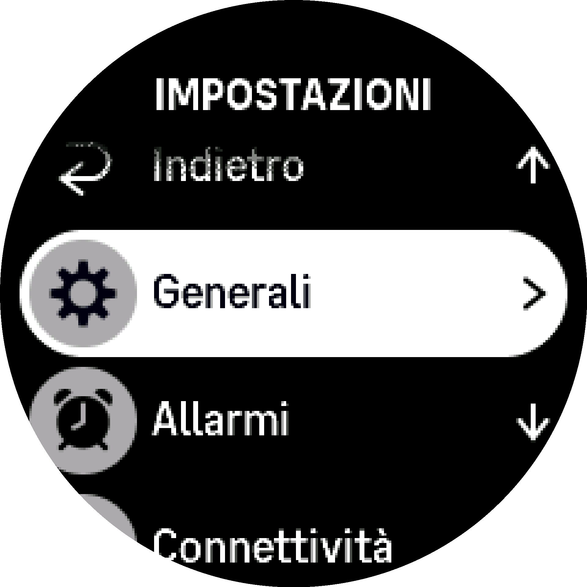 Menu impostazioni S9PP
