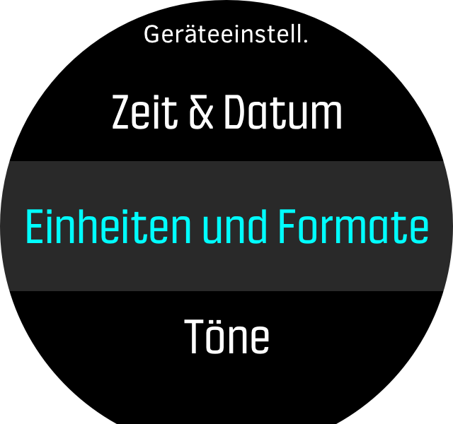 Menu units formats D5