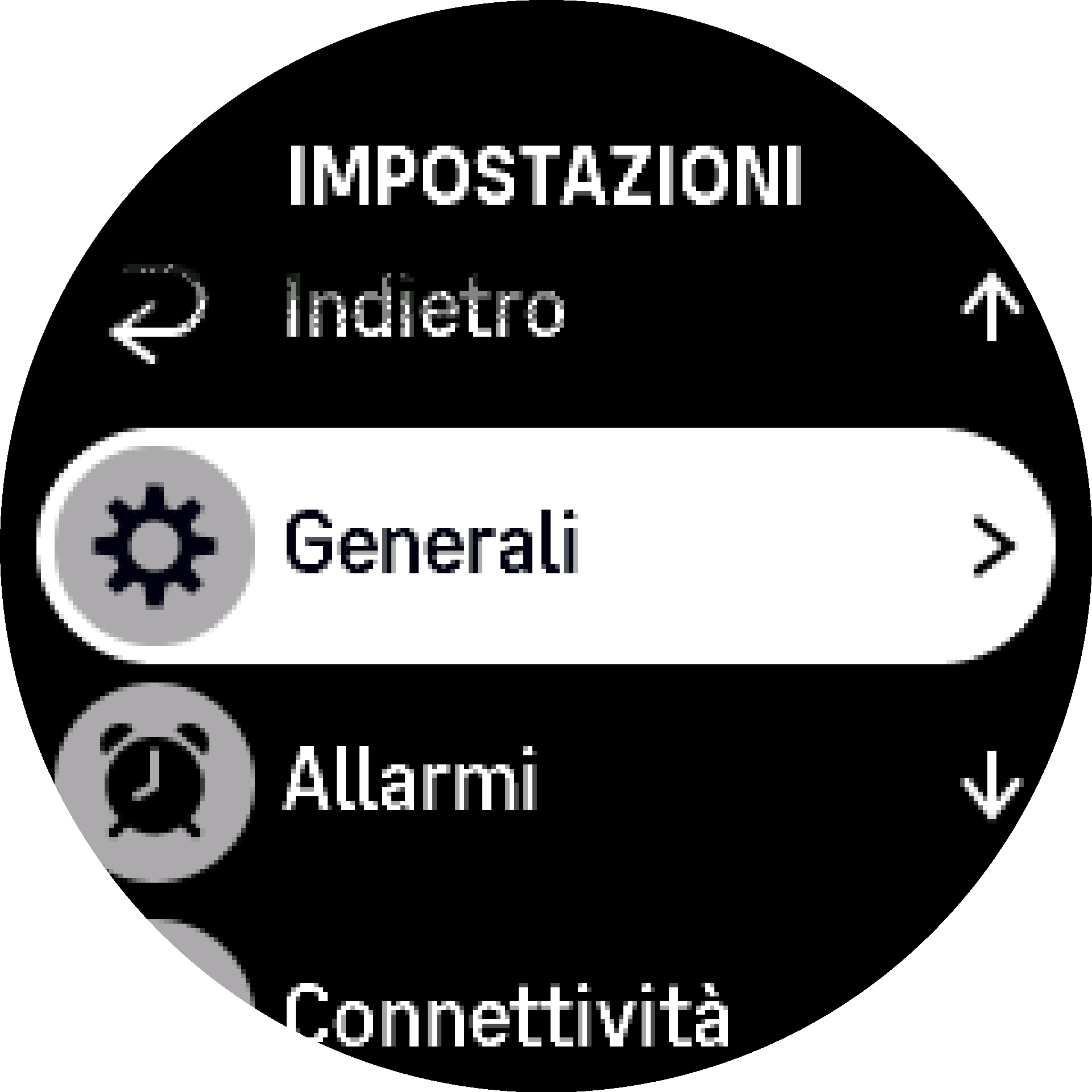 Menu impostazioni S9PP
