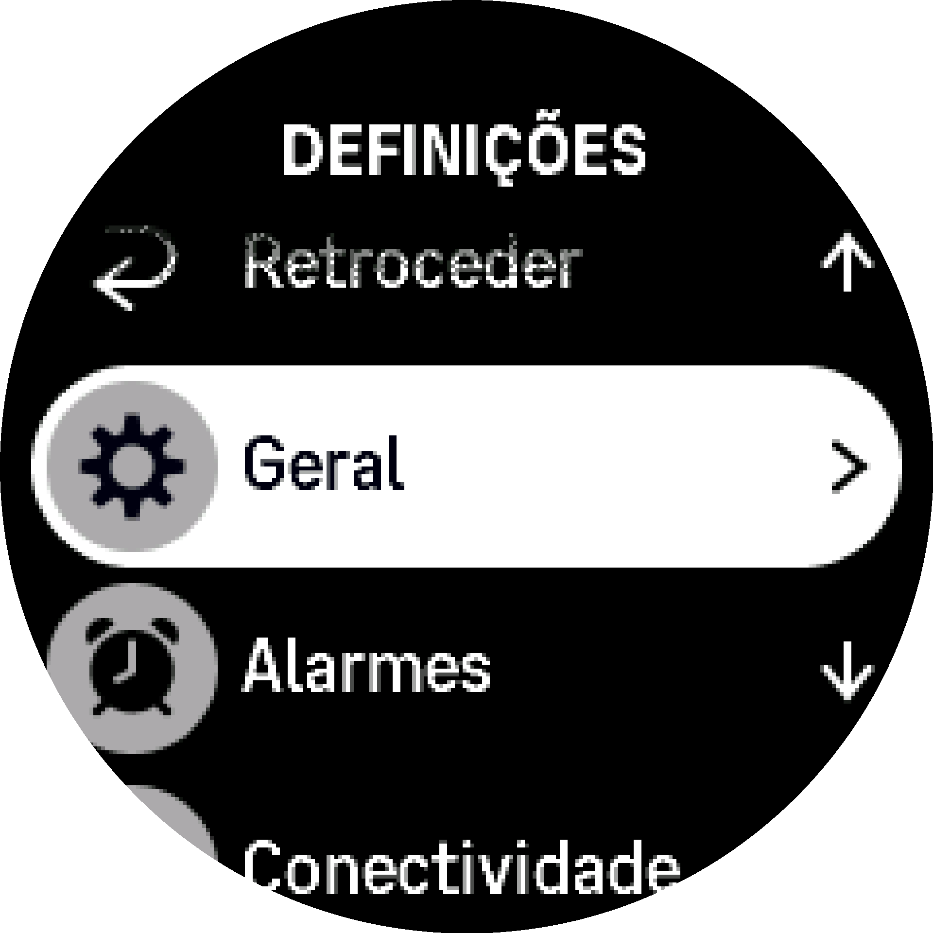 Menu Definições S9PP