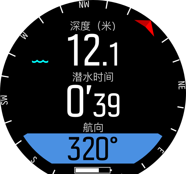 Freedive compass during dives D5