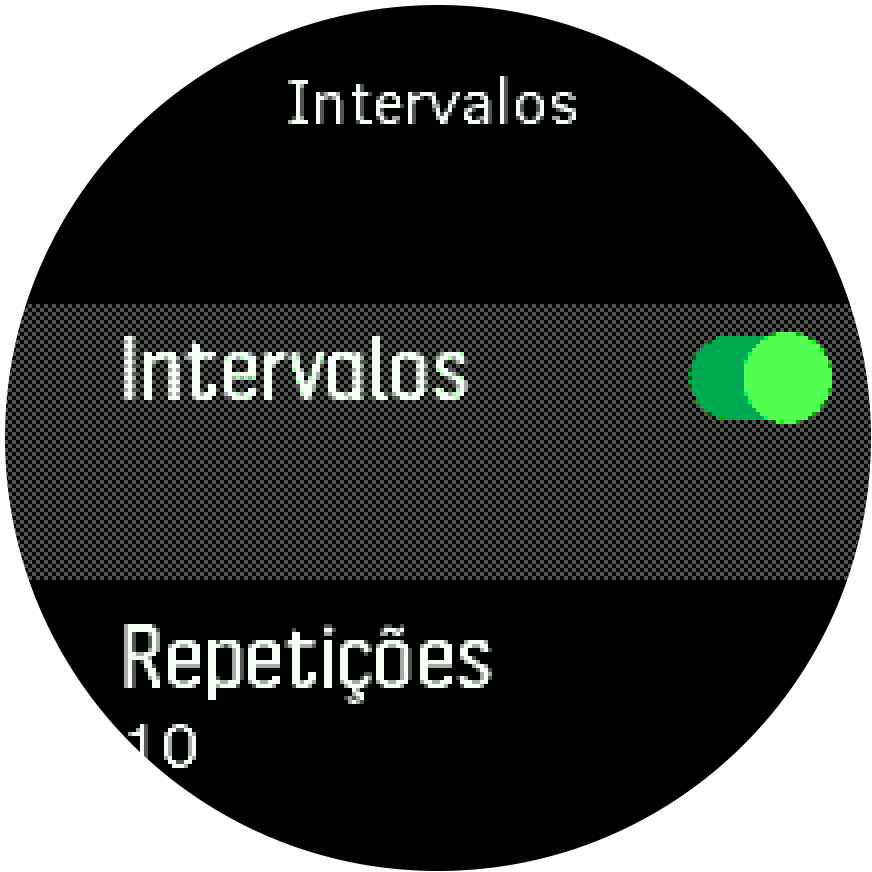 Interval training settings Trainer