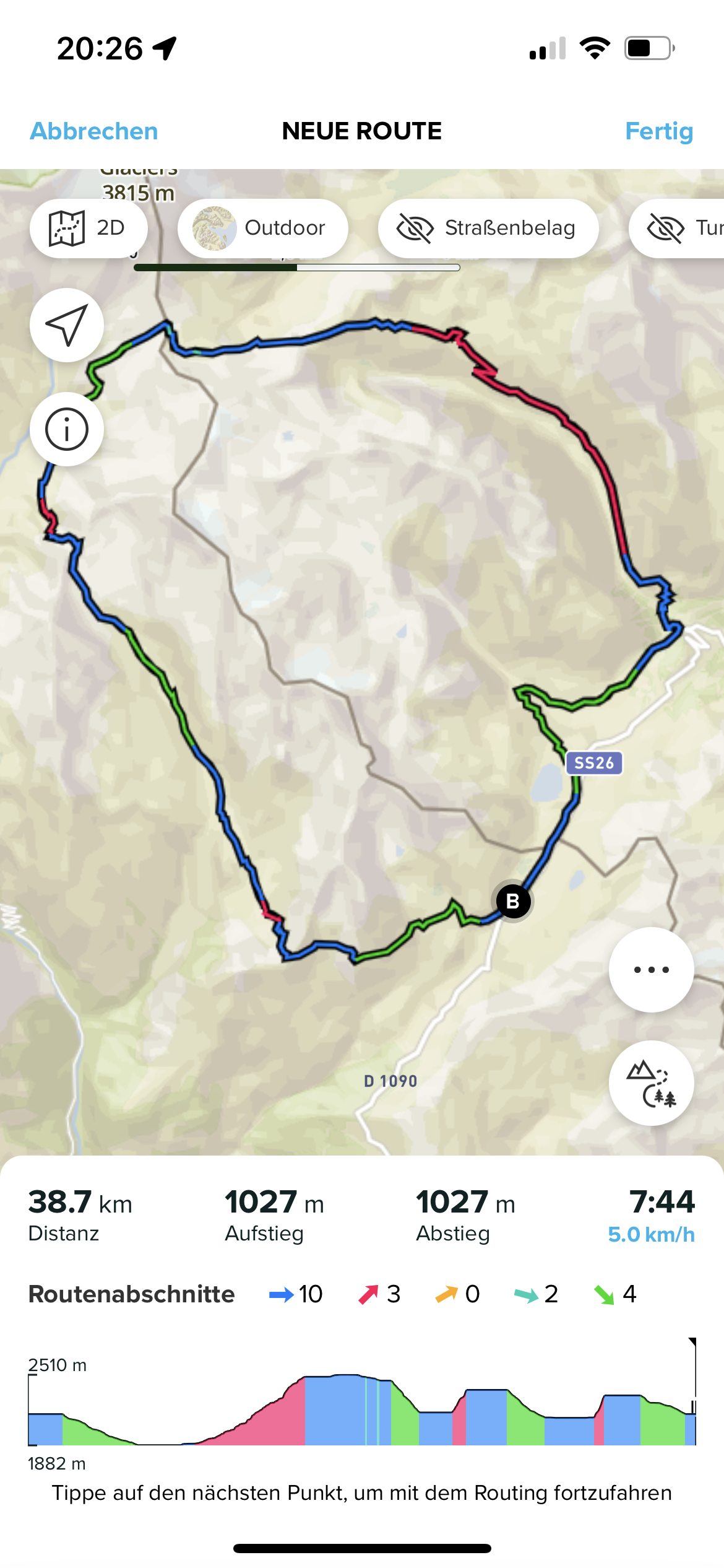 Routenabschnitte App