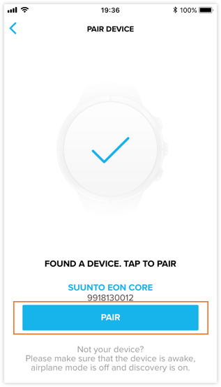 Pairing EON Steel and Core with Suunto app for iOS