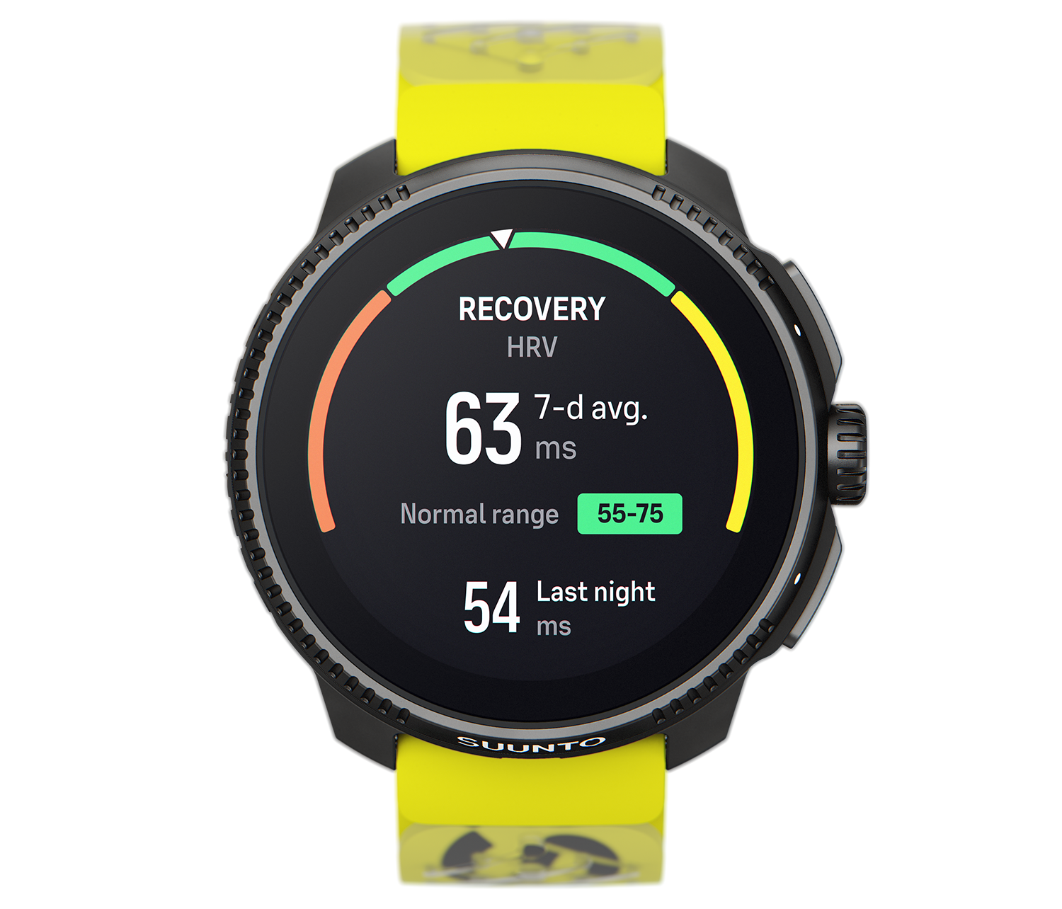 Your recovery status is evaluated by comparing your 7-day average HRV with your normal range.